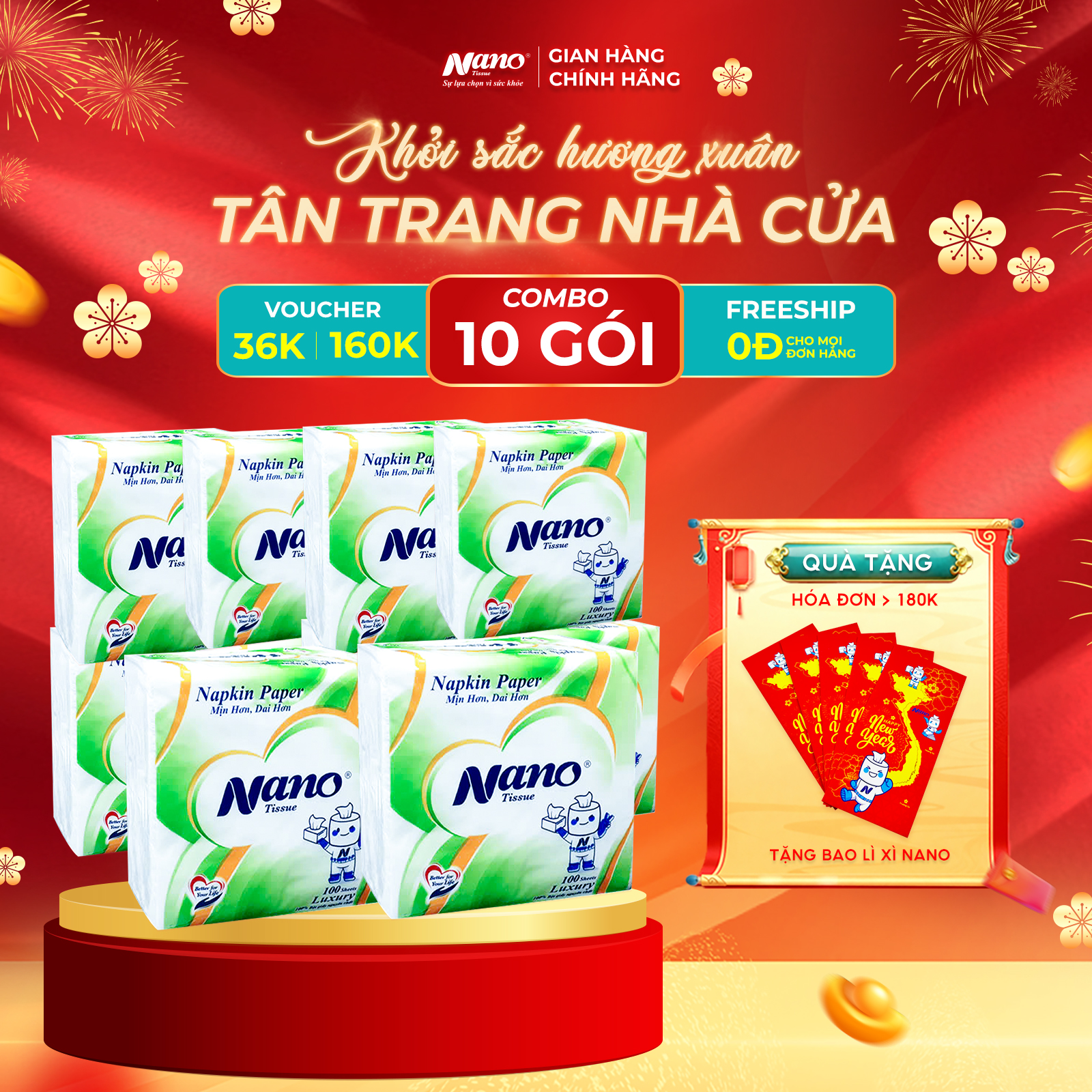 Khăn Giấy Ăn Napkin 100 tờ